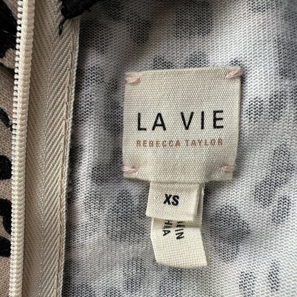 LA Vie Rebecca Taylor Womens Small Dress Animal Print High Neck Mini Tan Black - Picture 6 of 8